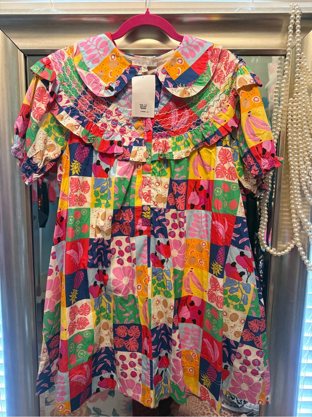 Karlie Multicolor Patchwork Ruffle Collar Dress